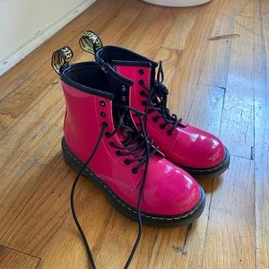 Doc Martens patent hot pink kids boots barely worn